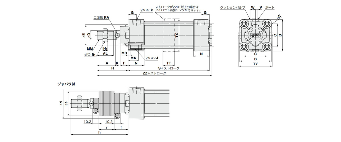 エアシリンダ 標準形 複動・片ロッド MBシリーズ | SMC | MISUMI(ミスミ)
