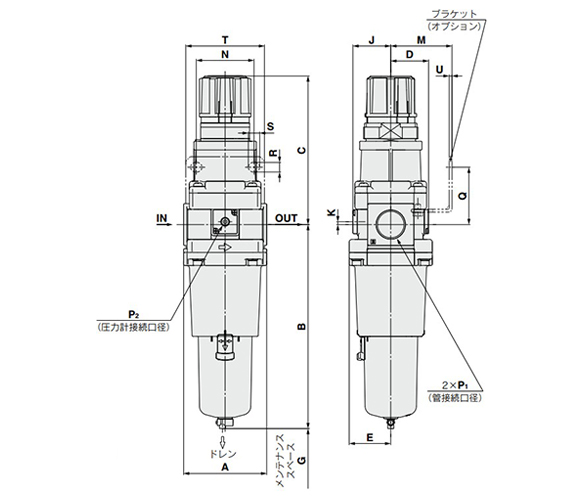 AW20-01-2-B | フィルタレギュレータ AW20～60-B・逆流機能付フィルタ 