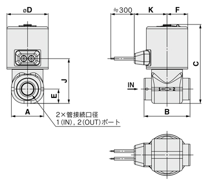 直動形2ポートソレノイドバルブ HF3-JSXシリーズ 外形図-3