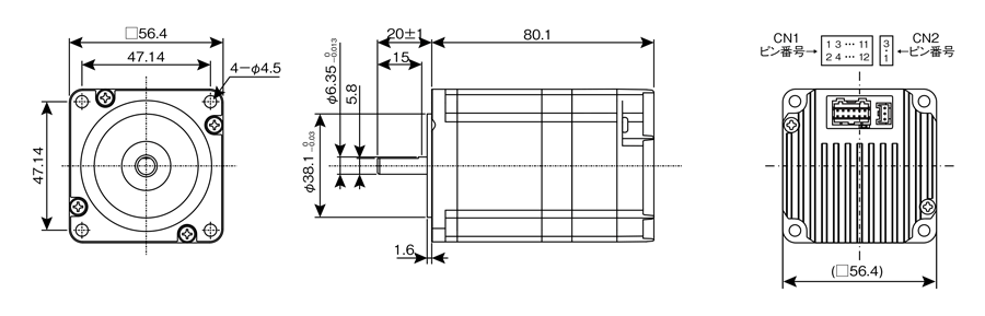 シナノケンシ SSA-PR-56D1 ドライバ内蔵モデルステッピングモーター 片軸タイプ(取付56.4mm)