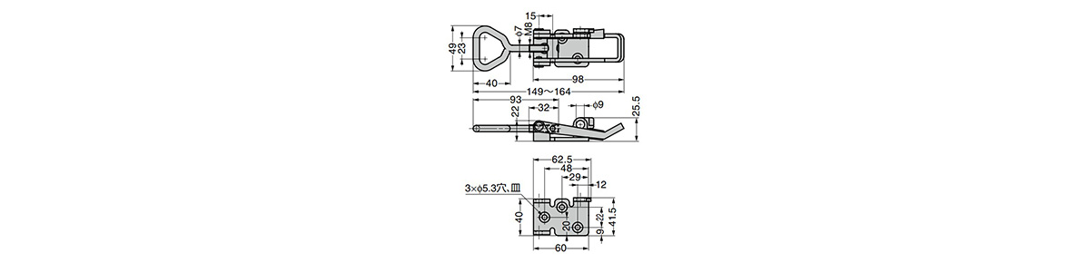 型番 ロック解除防止機構付ファスナー 掛代調節機能付 TF703LC スガツネ工業 MISUMI(ミスミ)