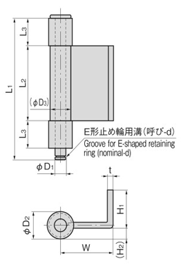 B-520-B-2(BA-11) | L型裏蝶番（3管・B-520-B・鉄製） 長さ:80mm 幅:19mm | タキゲン製造 ...