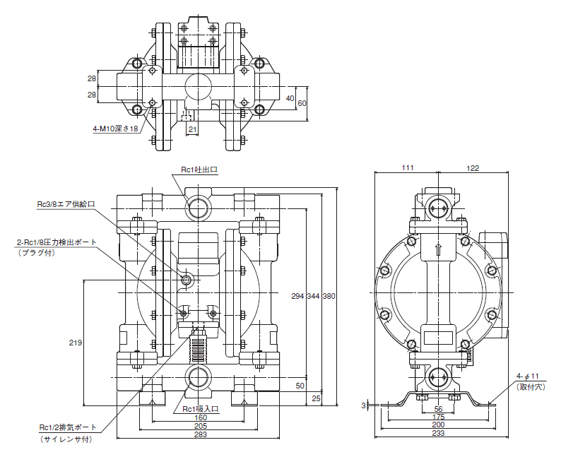 空気圧駆動式ダイヤフラムポンプ/金属タイプ TD2シリーズ | ＴＡＩＹＯ