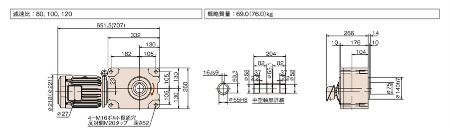 サントスピンク 三菱 三菱電機 GM-D 0.4KW 1/120 ギヤードモータ GM-Dシリーズ(三相・脚取付形) 