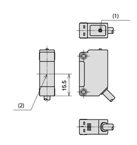 汎用アンプ内蔵光電センサ HP7シリーズ 透過形投光器 外形図