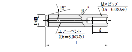 廻り止めノックピンタイプフレームハードボタンダイ 材質SX　105 ノックピン詳細
