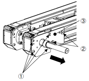 下流側ユニットの側面カバー取り外し方法