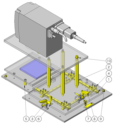 レーザーユニットのX,Y方向段取り機構 構成部品