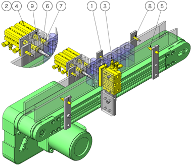 ベルトコンベヤ用位置決めユニット 構成部品