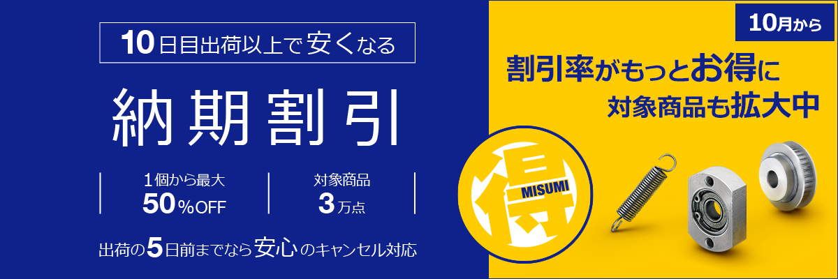 10日目出荷以上で安くなる「納期割引」