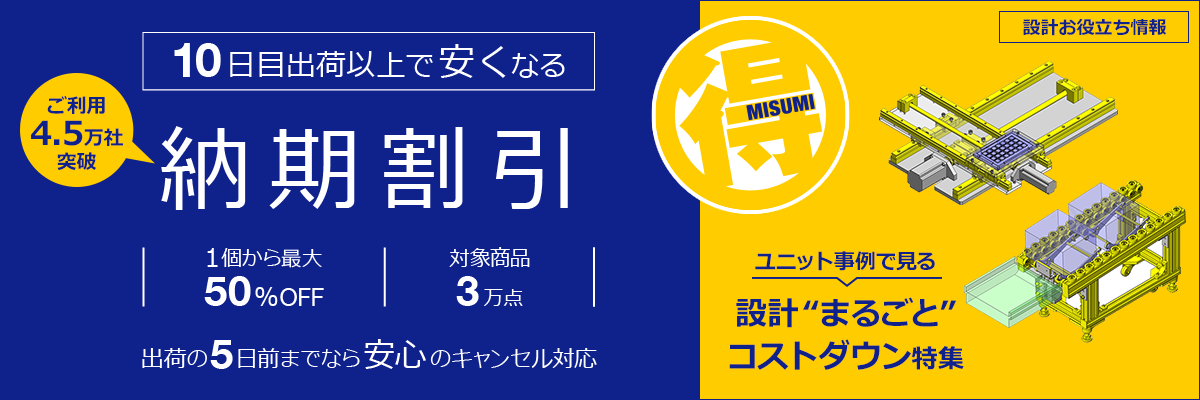 10日目出荷以上で安くなる「納期割引」