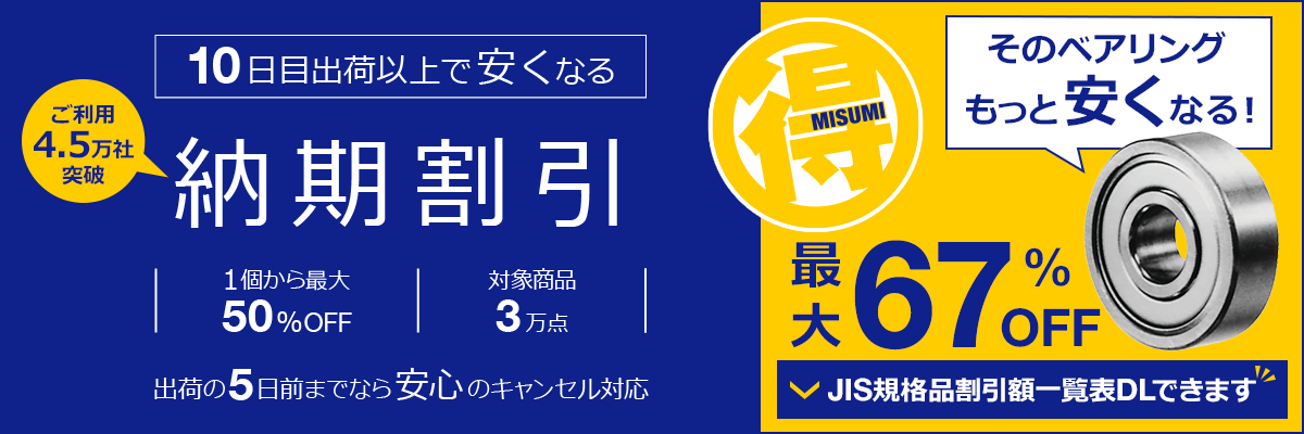 10日目出荷以上で安くなる「納期割引」