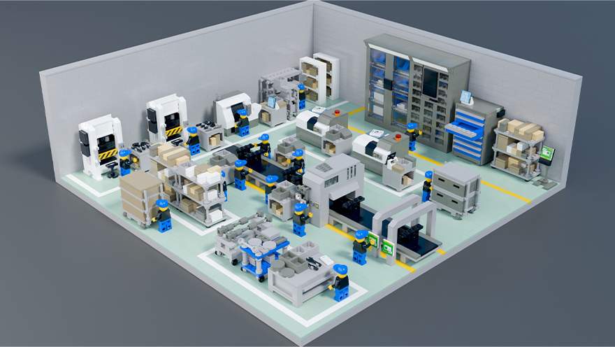 人気ブロック製工場ジオラマ