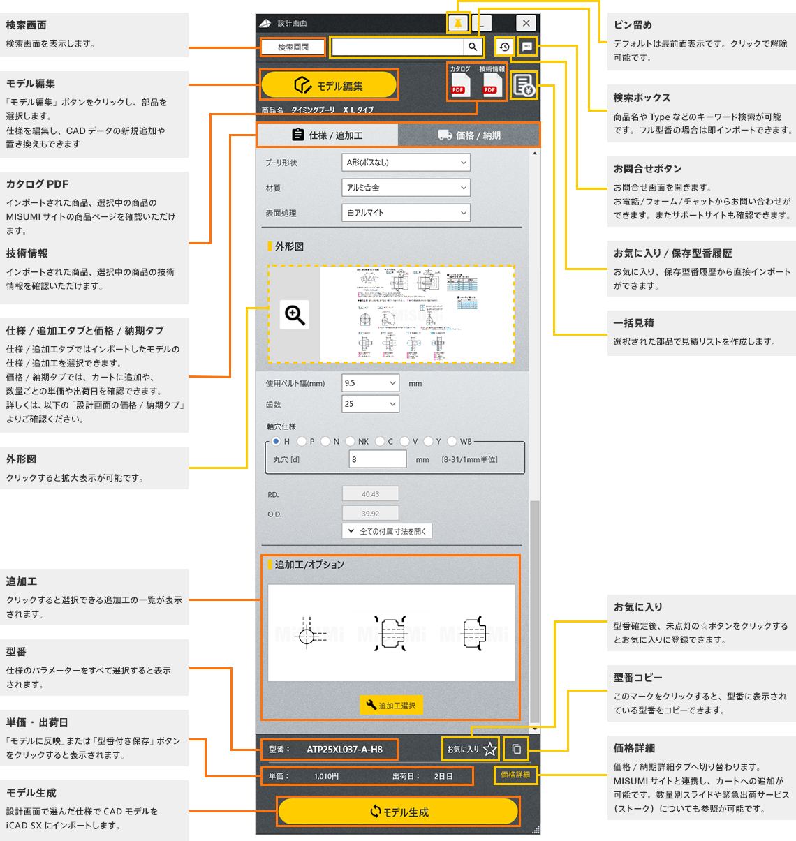 仕様/追加工タブ 説明