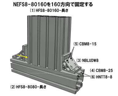 NEFS8-80160を垂直方向に接続する方法