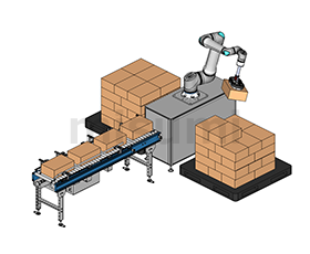 単一箱をパレタイズ(協働ロボット)