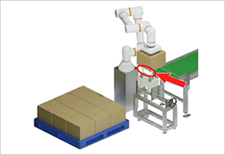 箱底面に接着剤を塗布し荷崩れ防止