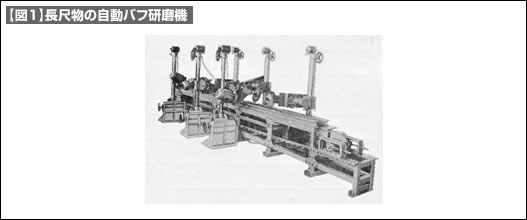 【図1】長尺物の自動バフ研磨機