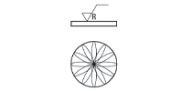 説明図5 筋目の方向が、記号を指示した面の中心に対しほぼ同心円状